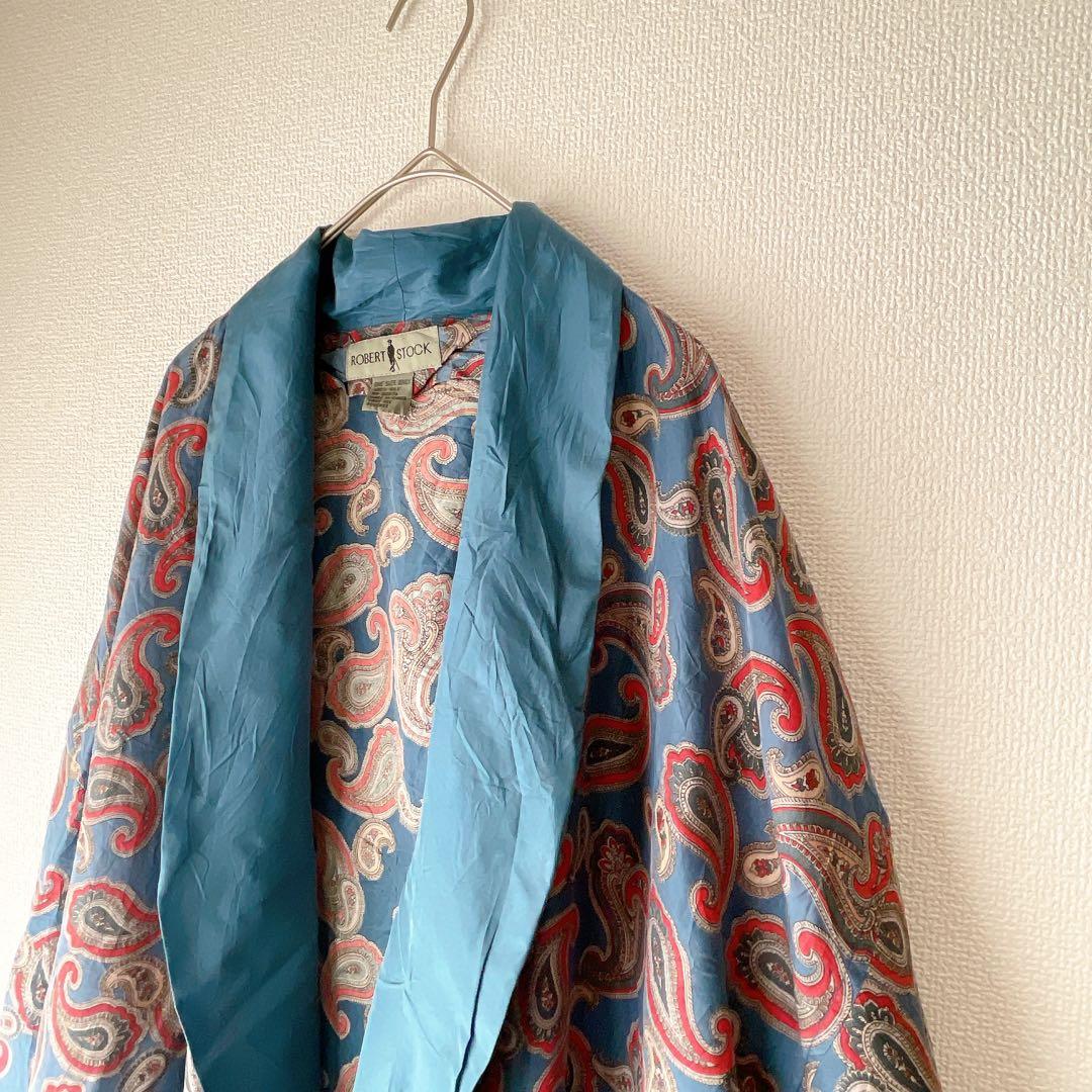 美品✨シルク100% ROBERT STOCK ペイズリー柄 ガウン L相当