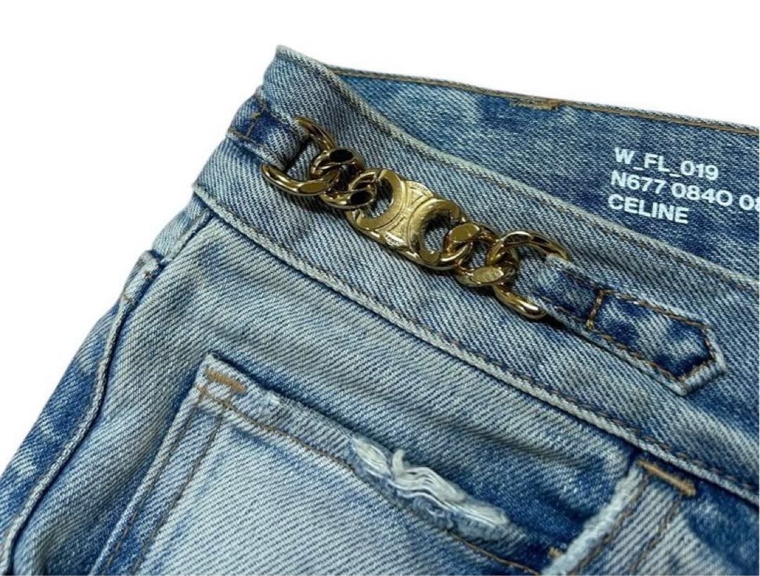 CELINEトリオンフ ダメージ加工 フレア デニムパンツ ジーンズ ボトムス