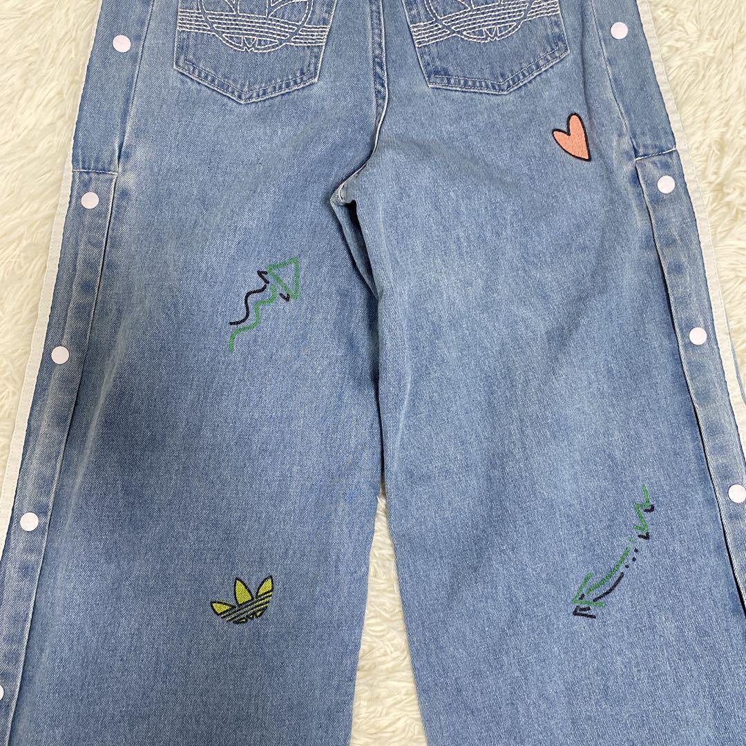 JENNIE着用 アディダス フィオルッチ ワイドデニムパンツ トレフォイル M