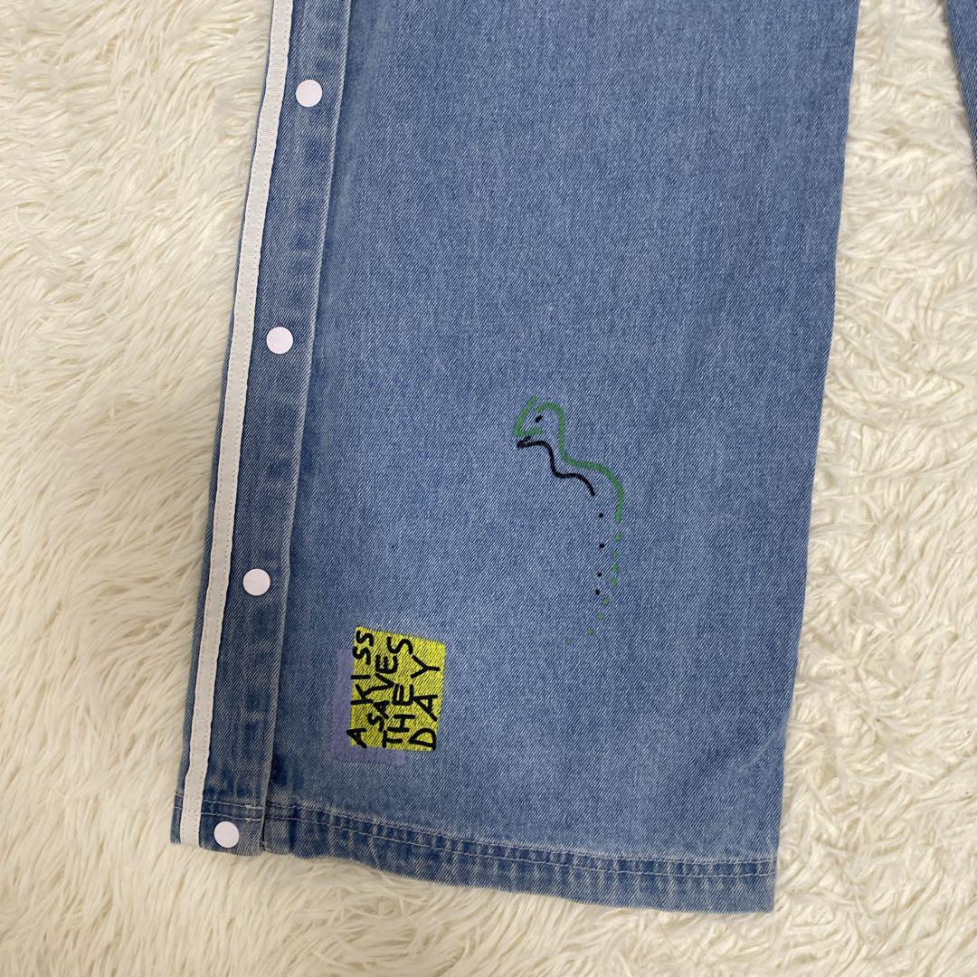 JENNIE着用 アディダス フィオルッチ ワイドデニムパンツ トレフォイル M