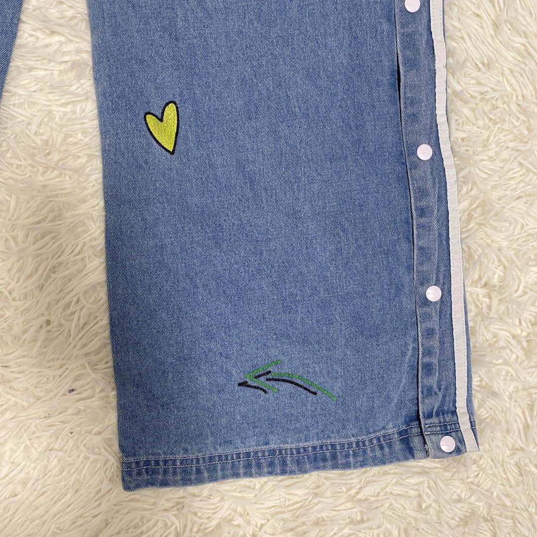 JENNIE着用 アディダス フィオルッチ ワイドデニムパンツ トレフォイル M