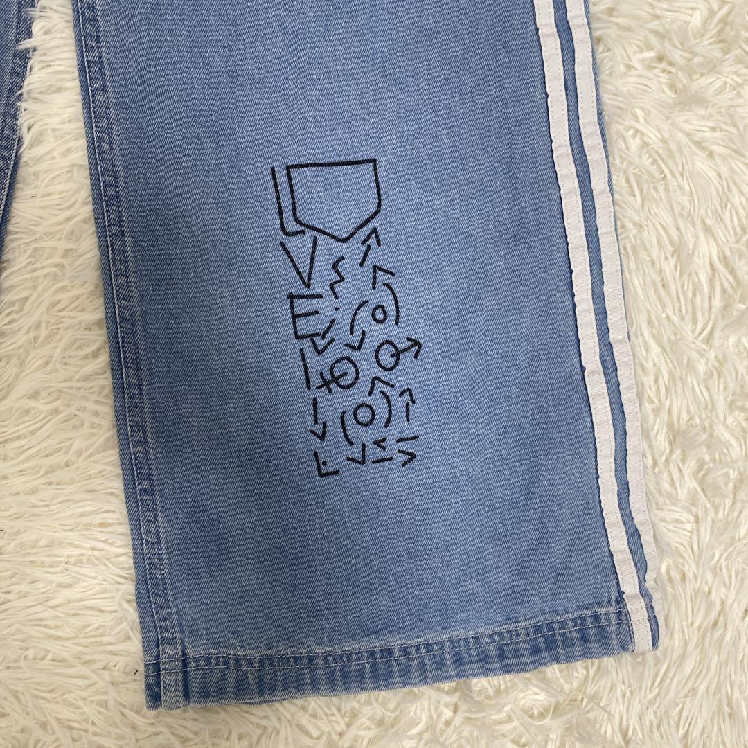 JENNIE着用 アディダス フィオルッチ ワイドデニムパンツ トレフォイル M