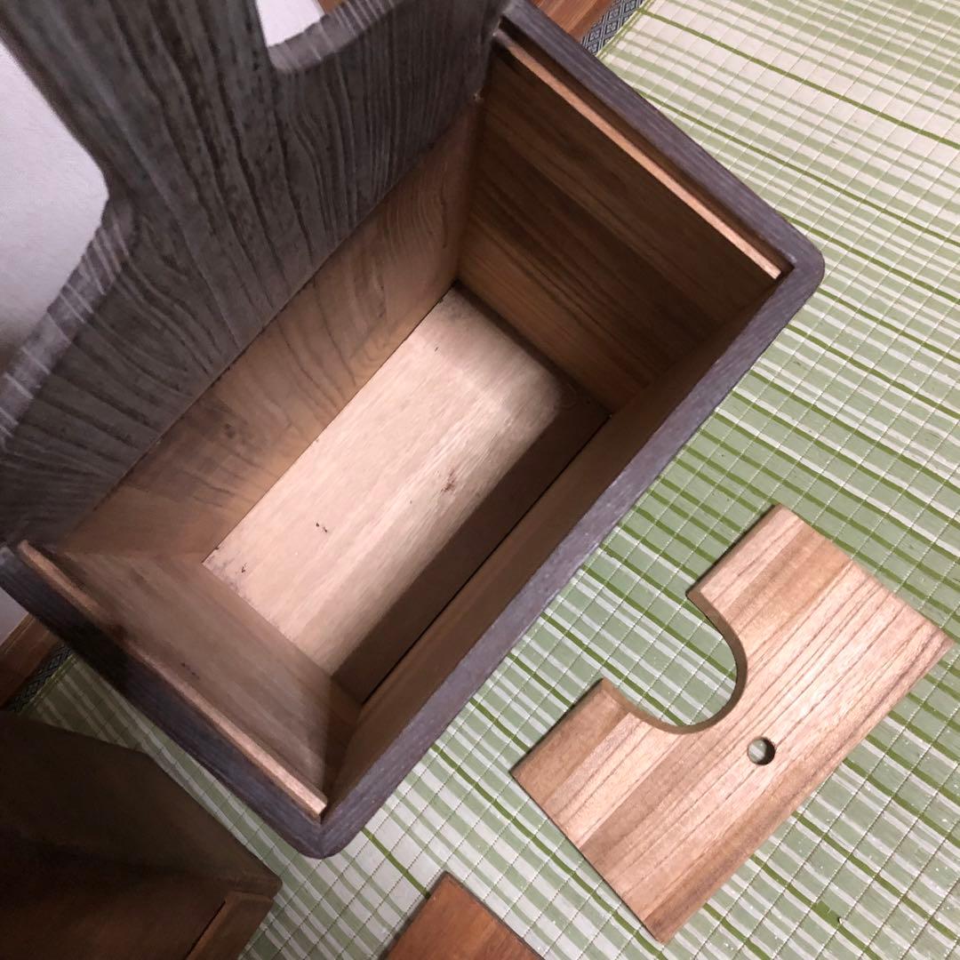 三味線　立て　スタンド　木製　箱　和楽器　弦楽器　保管　引き出し　蓋付き　2個