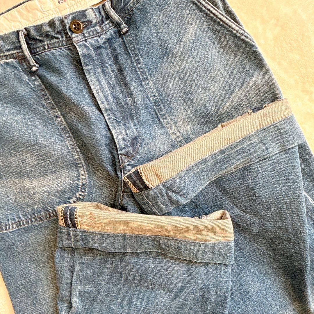 45R デニム ベイカーパンツ 日本製 藍染 ワイドパンツ size L相当