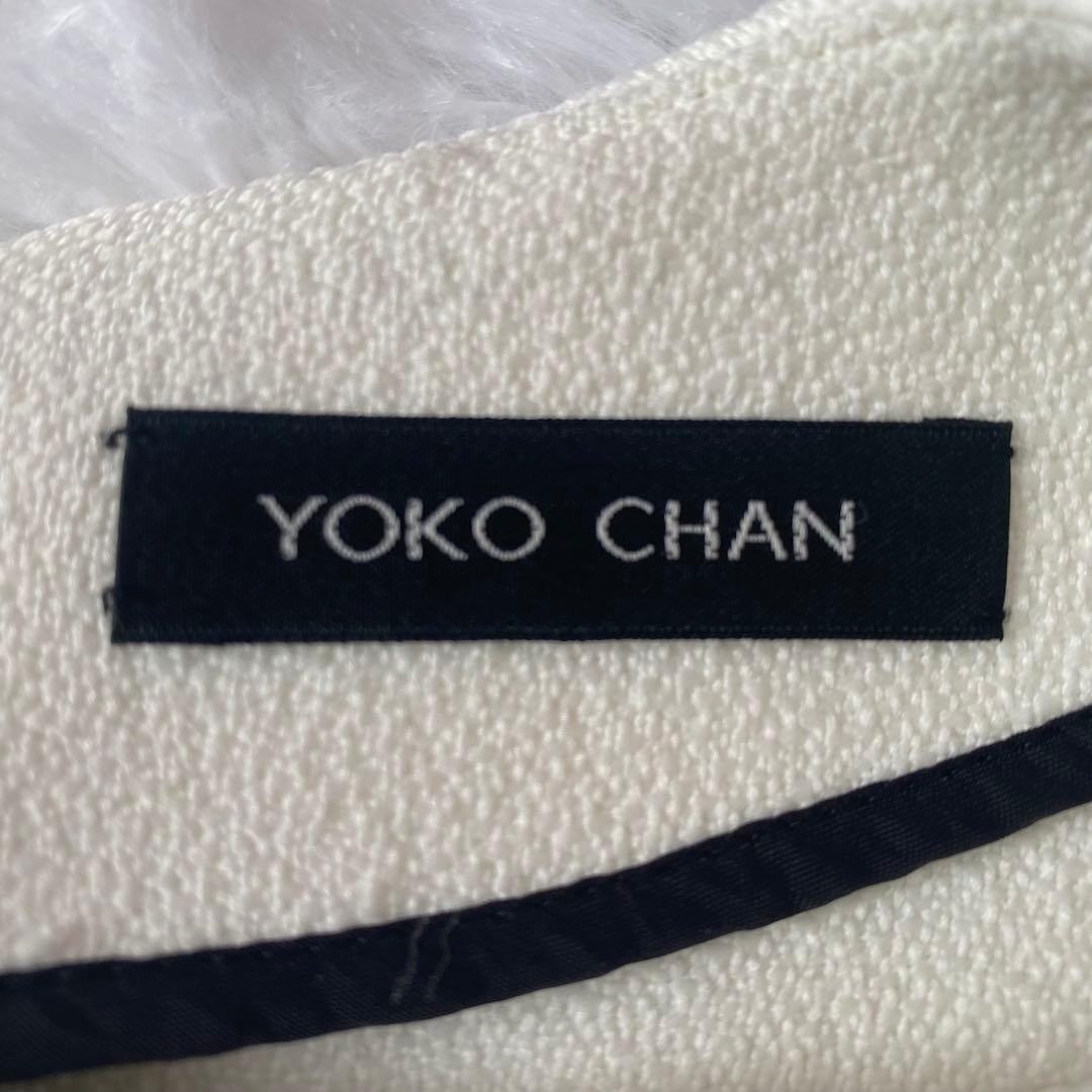 【美品】YOKO CHAN 膝丈ワンピース 半袖 コクーン アイボリー 38 M