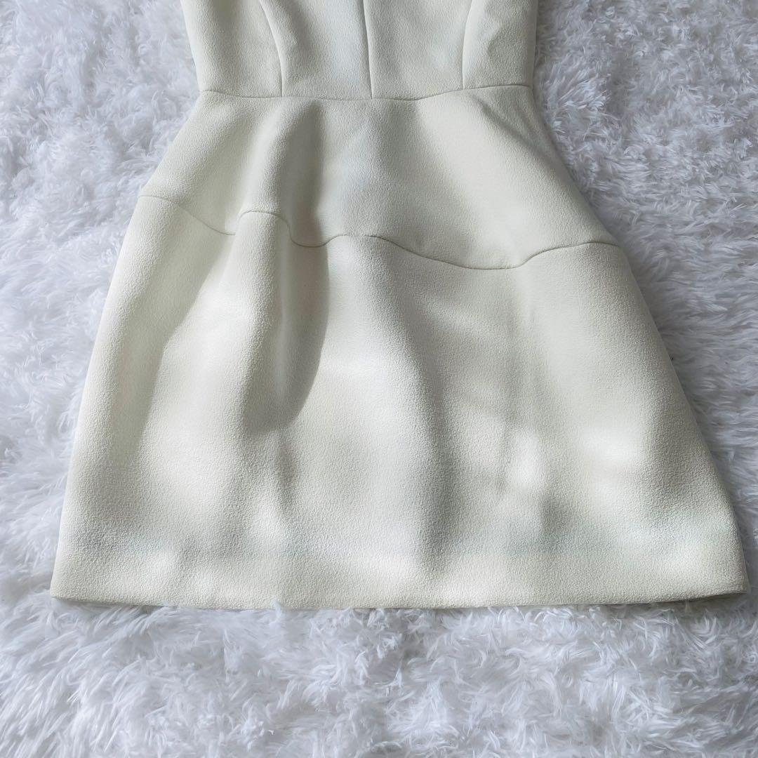 【美品】YOKO CHAN 膝丈ワンピース 半袖 コクーン アイボリー 38 M
