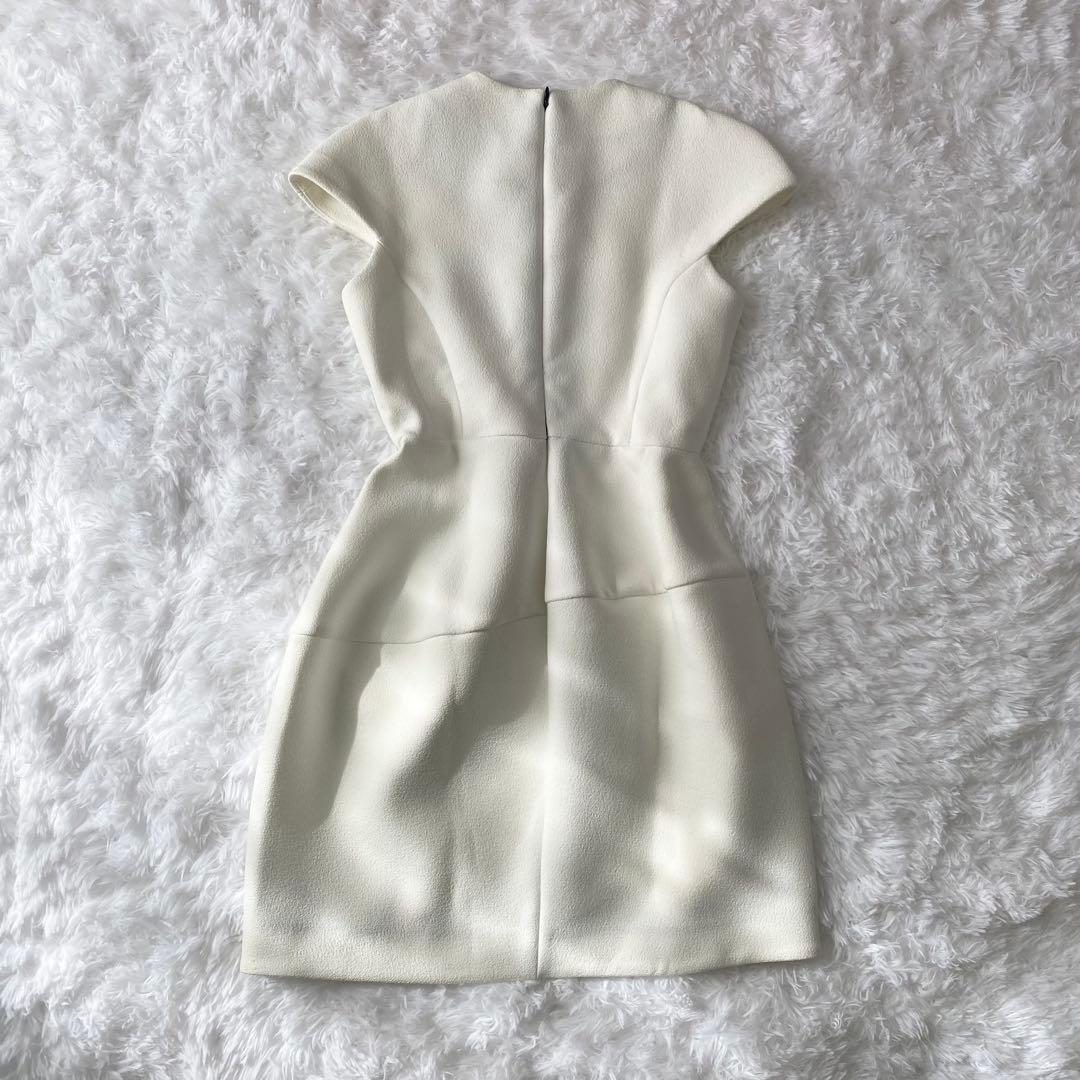 【美品】YOKO CHAN 膝丈ワンピース 半袖 コクーン アイボリー 38 M
