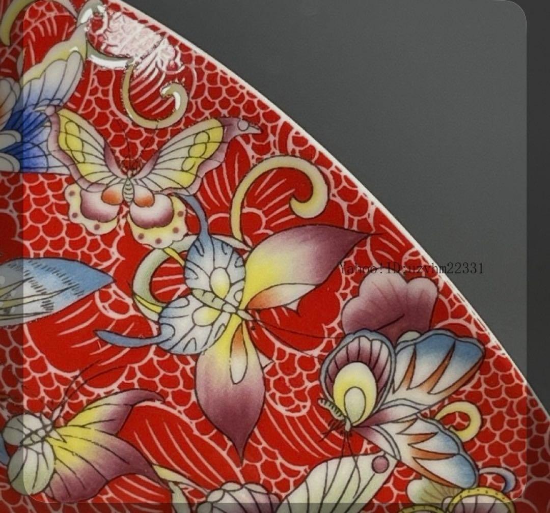 清乾隆紅地琺瑯彩花卉碗 景徳鎮 陶磁器 装飾品 現代工芸品 美術品 置物