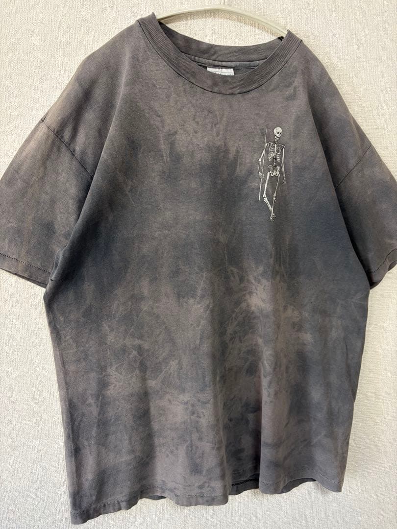 80s 90s USA製 骸骨 スカル メッセージ フェード Tシャツ