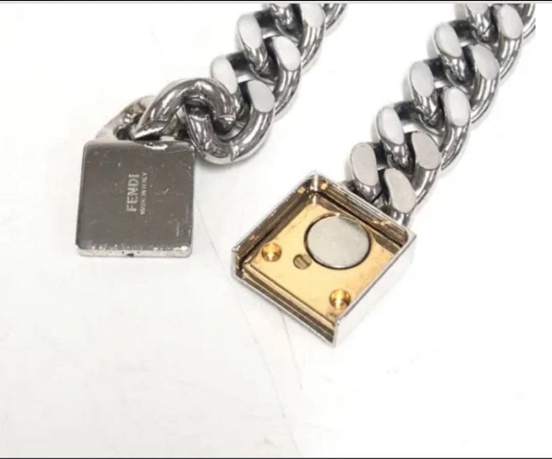 ゴリ様　FENDI フェンディ ネックレス FF メンズ シルバー 喜平チェーン