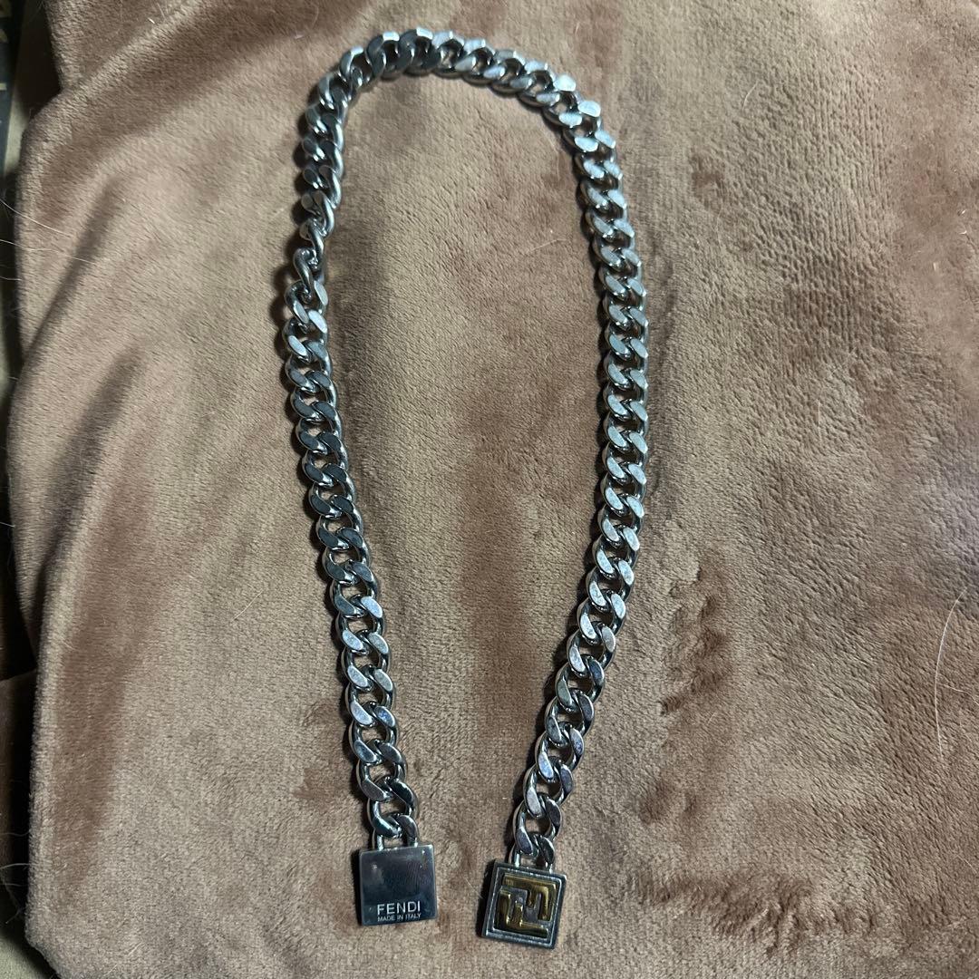 ゴリ様　FENDI フェンディ ネックレス FF メンズ シルバー 喜平チェーン