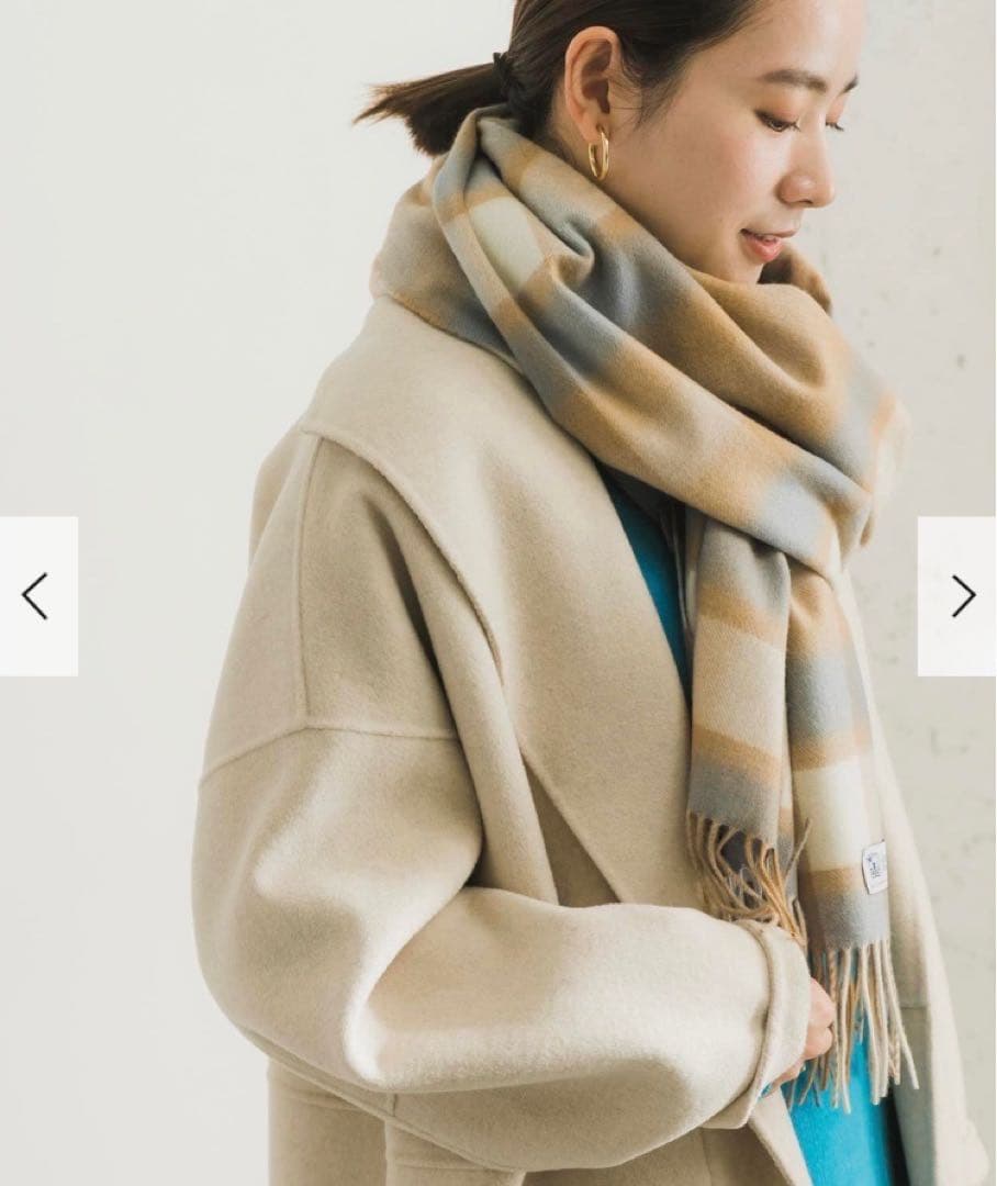Johnstons of Elgin カシミヤ ストール チェック　キャメル