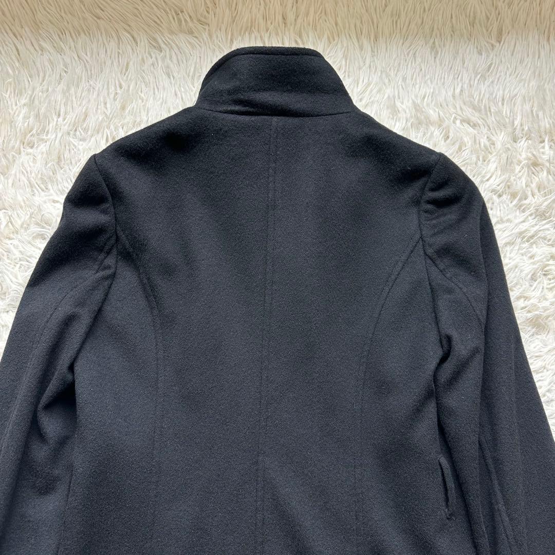 美品✨組曲　カシミヤ100%ロングコート　スタンドカラー　黒　ブラック　艶
