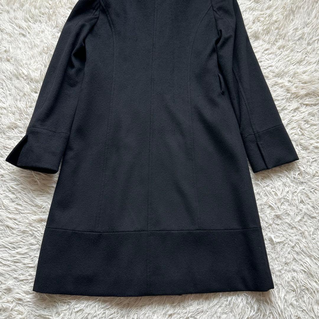 美品✨組曲　カシミヤ100%ロングコート　スタンドカラー　黒　ブラック　艶