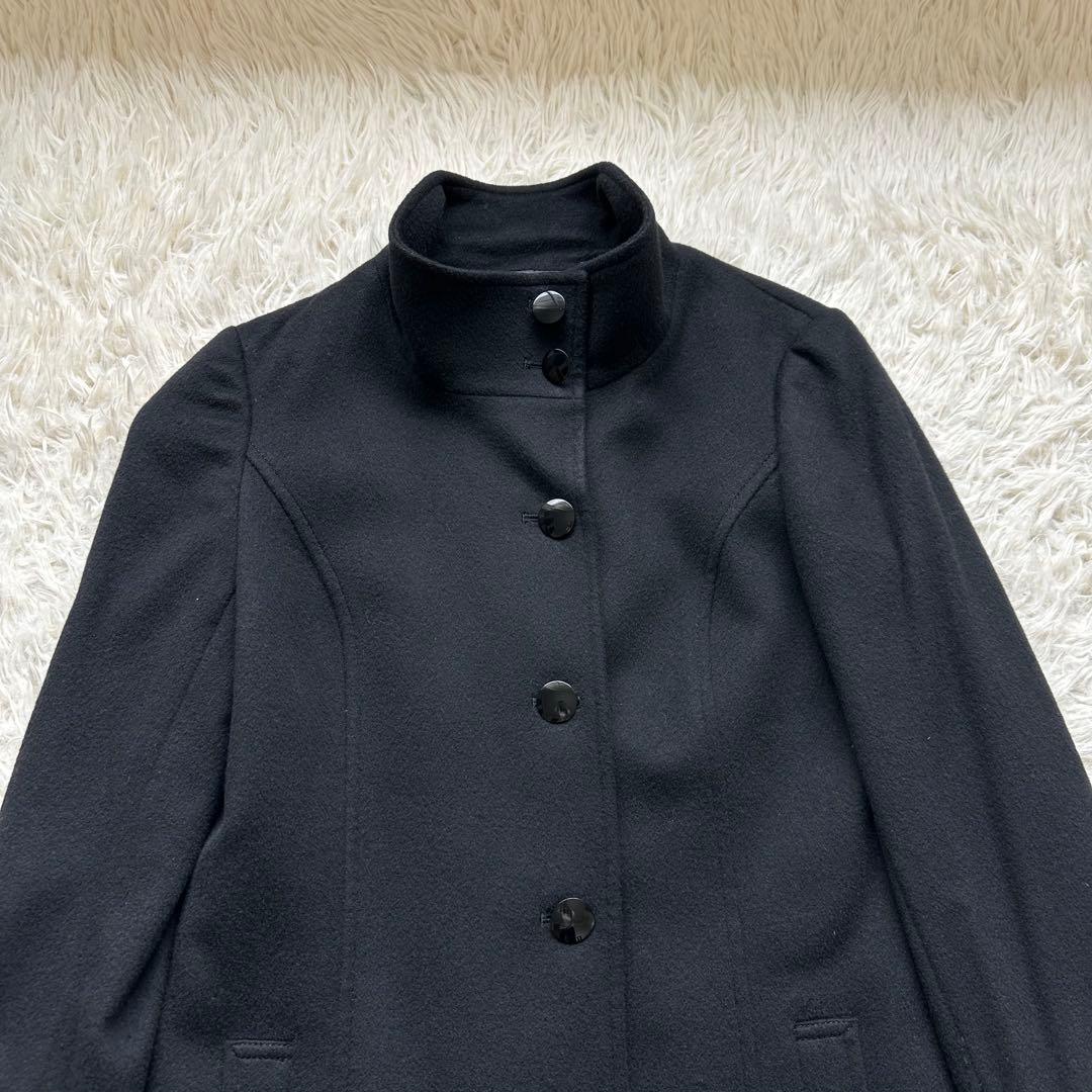 美品✨組曲　カシミヤ100%ロングコート　スタンドカラー　黒　ブラック　艶