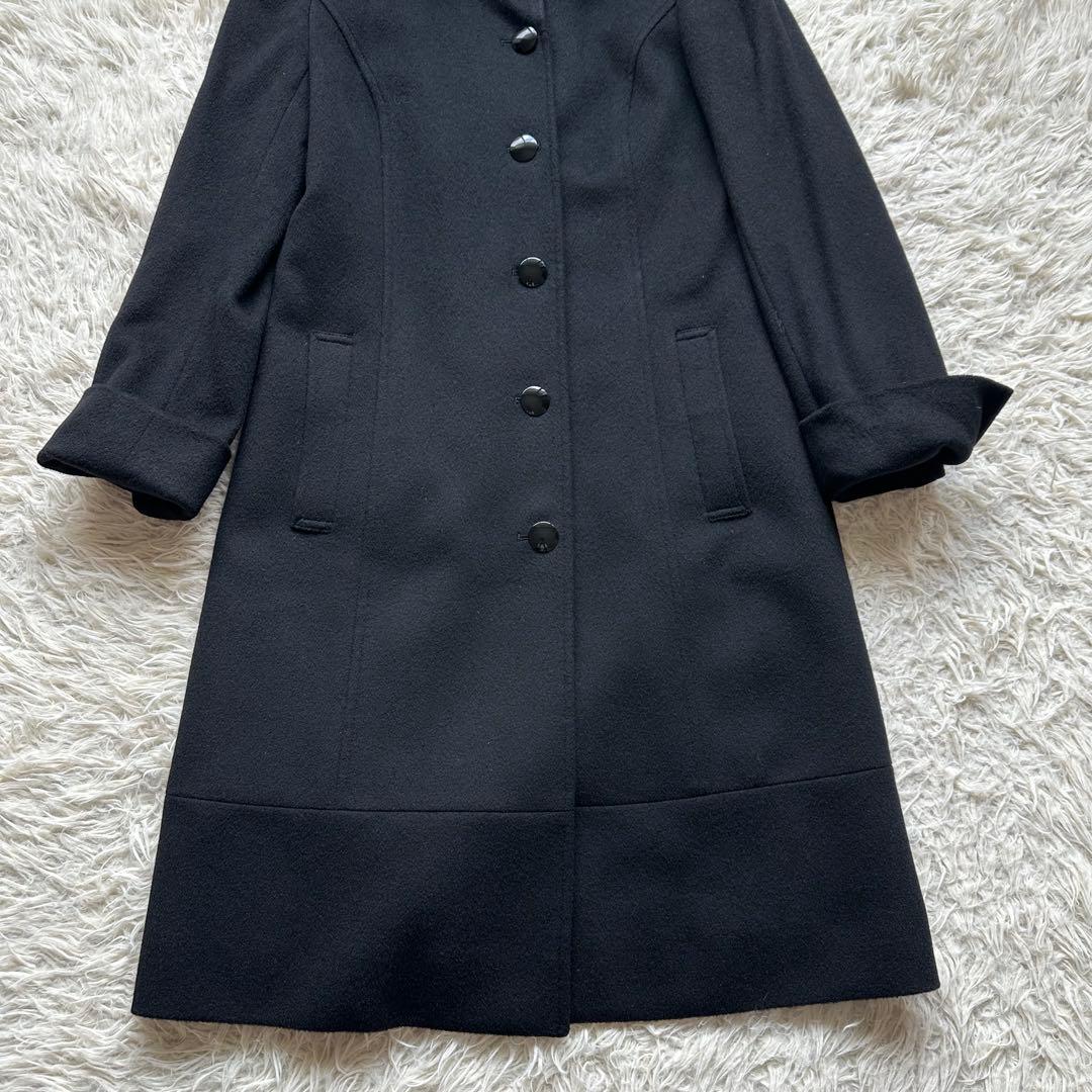 美品✨組曲　カシミヤ100%ロングコート　スタンドカラー　黒　ブラック　艶