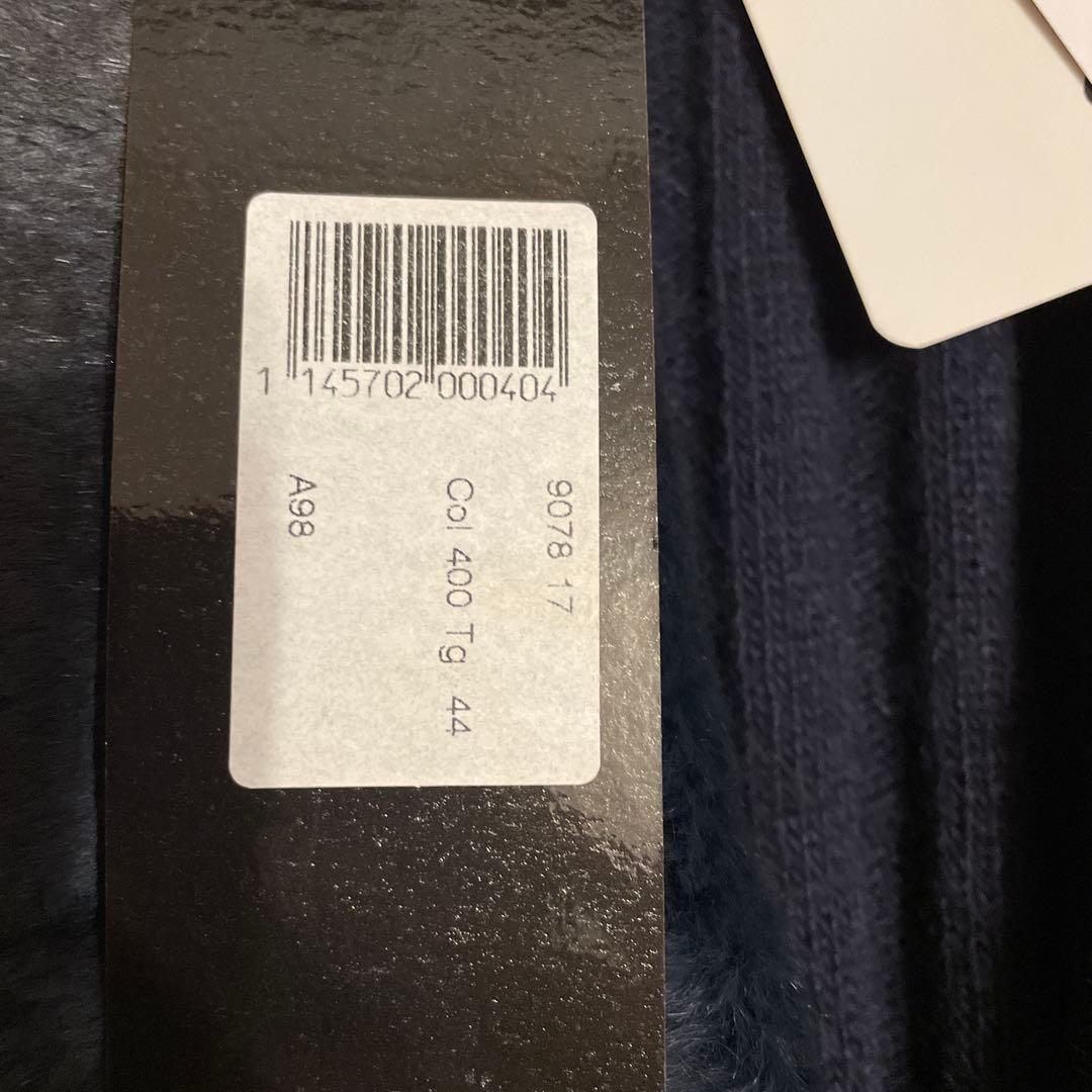 FENDI ファー付きリブ編みカーディガンベルト有り ネイビー 44