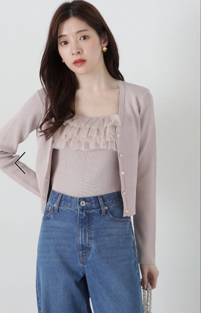 プロポーション【昨季新品】チュール付きアンサンブルニット