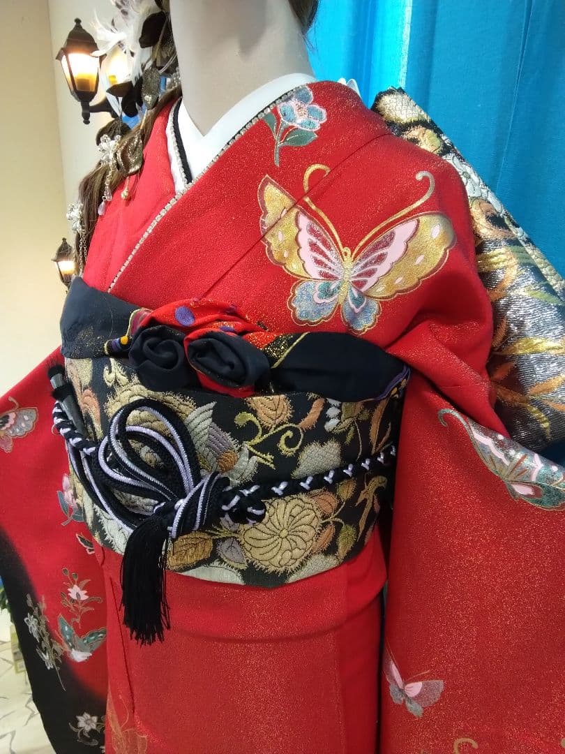 振袖フルセット、正絹振袖、成人式、重ね衿、帯揚げ帯締め、西陣袋帯、長襦袢