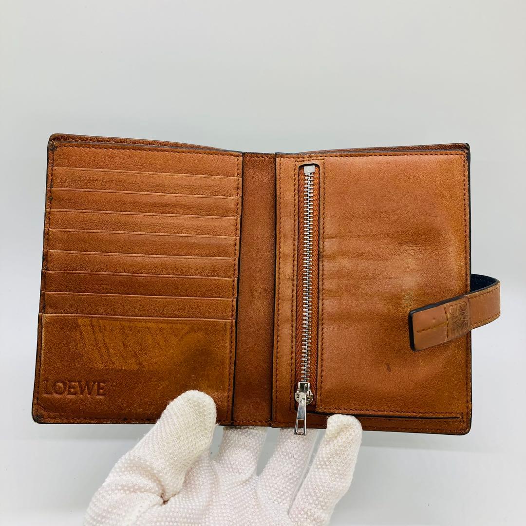 LOEWE ロエベ 二つ折り財布 バーティカルウォレット ネイビーA950