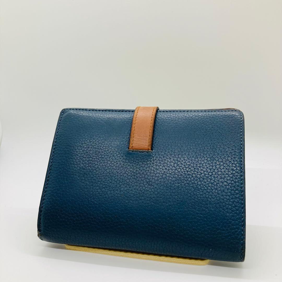 LOEWE ロエベ 二つ折り財布 バーティカルウォレット ネイビーA950