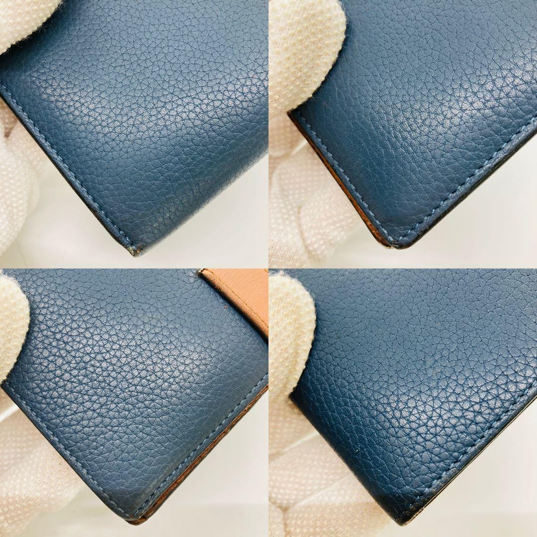 LOEWE ロエベ 二つ折り財布 バーティカルウォレット ネイビーA950