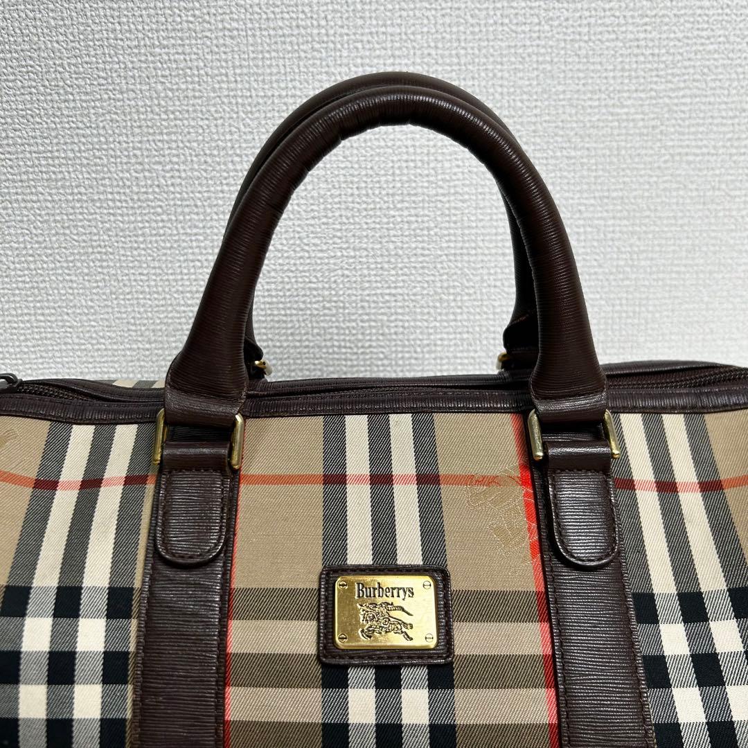 Vintage BURBERRY Boston bag ロゴプレート　チェック柄