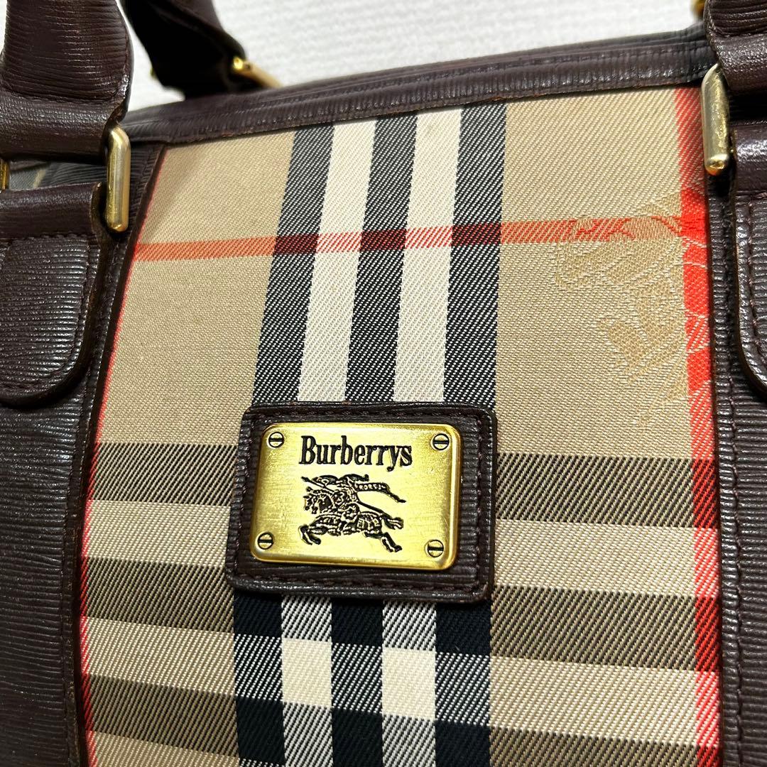 Vintage BURBERRY Boston bag ロゴプレート　チェック柄