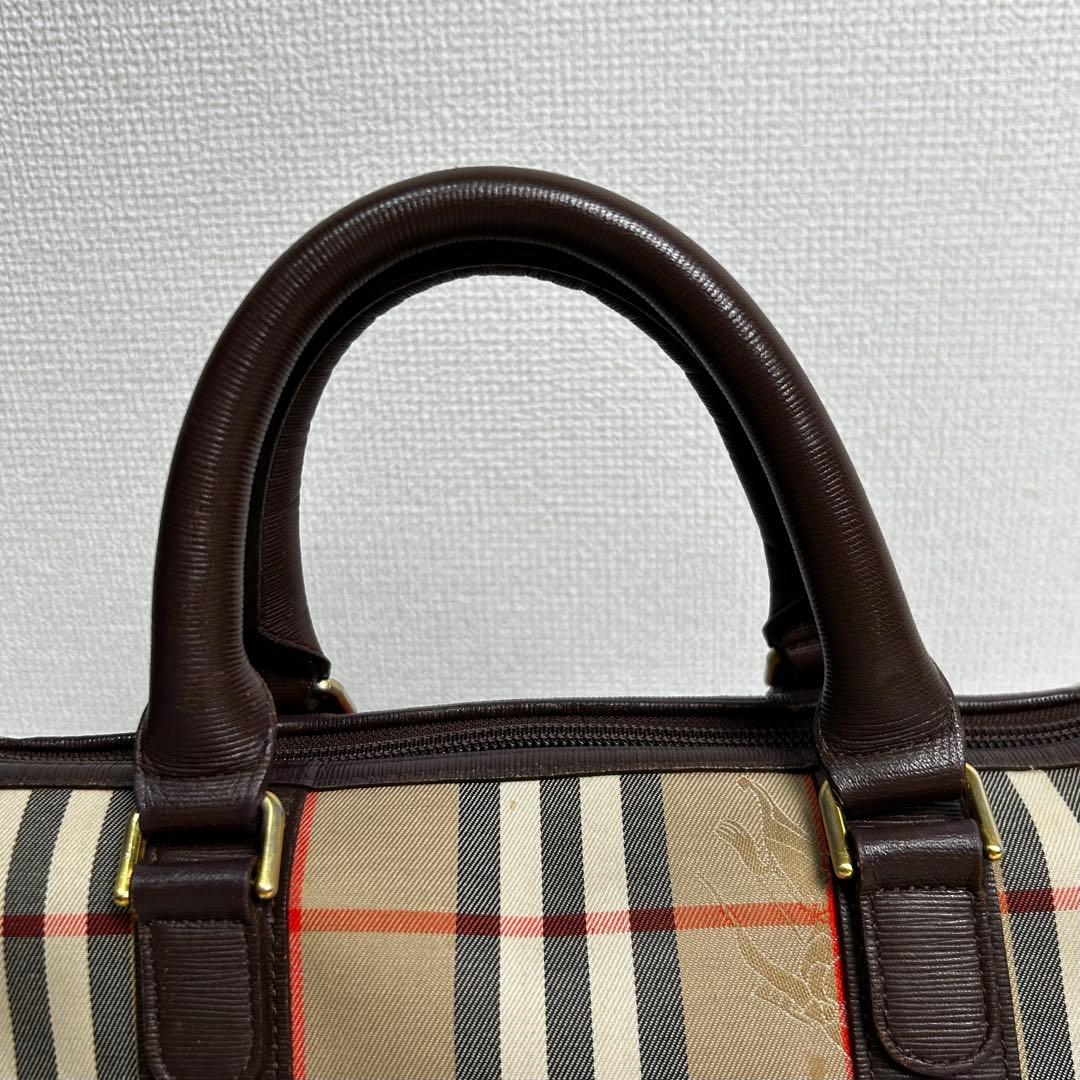 Vintage BURBERRY Boston bag ロゴプレート　チェック柄
