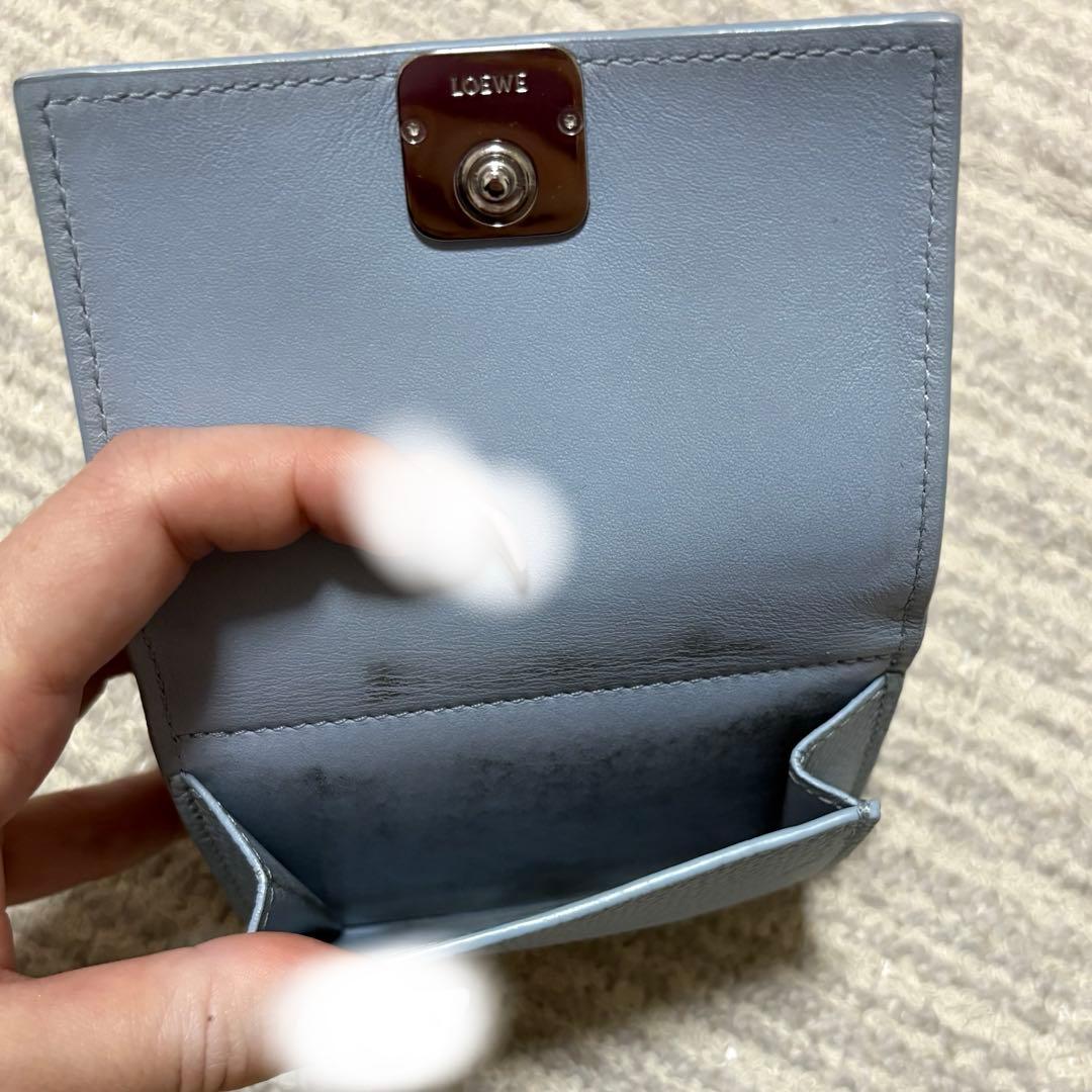 LOEWE ロエベ アナグラム トライフォールド ミニ財布 ブルー