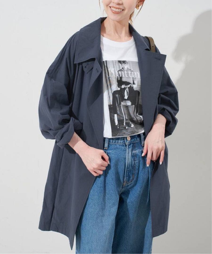 2025 SLOBE IENA コットンニュアンストレンチコート　ネイビー　38