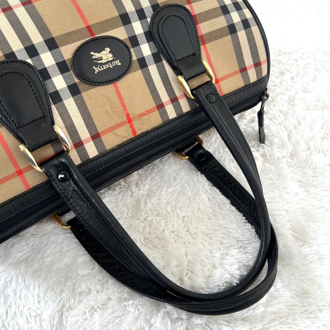 美品✨バーバリー ミニボストンバッグ ノバチェック　シャドーホース　ヴィンテージ