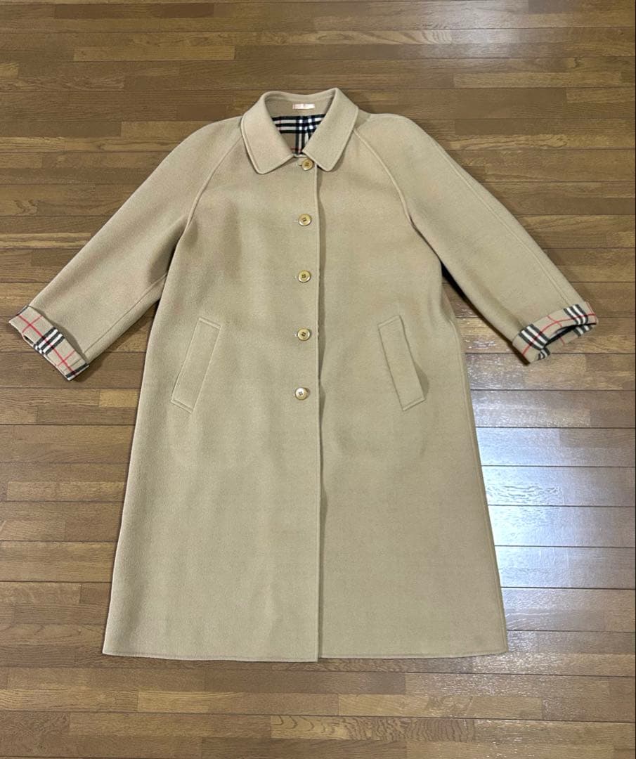 【最高級】バーバリー カシミヤ混 ロングコート　ノバチェック 15BR 　茶色
