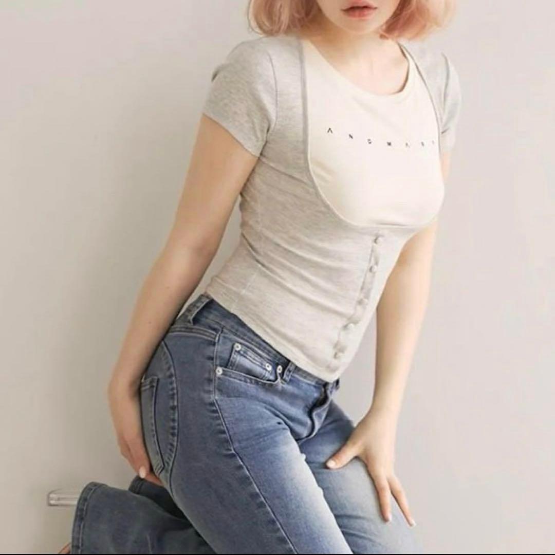 ANDMARY andmary Mary logo tops グレー