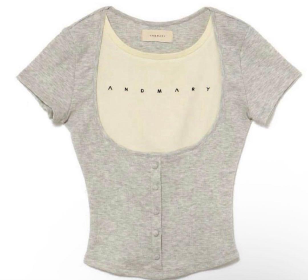 ANDMARY andmary Mary logo tops グレー