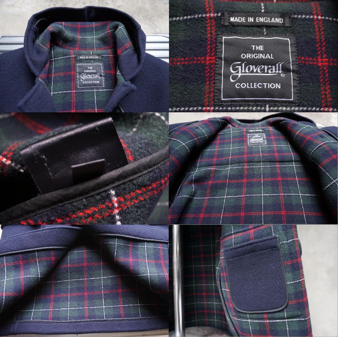 英国製 Gloverall 紺×タータンダブルフェイス メルトンダッフル コート