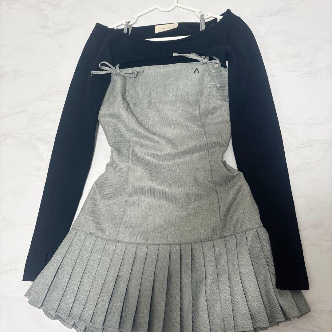 ワンピース andmary Karen knit set mini dress gray S
