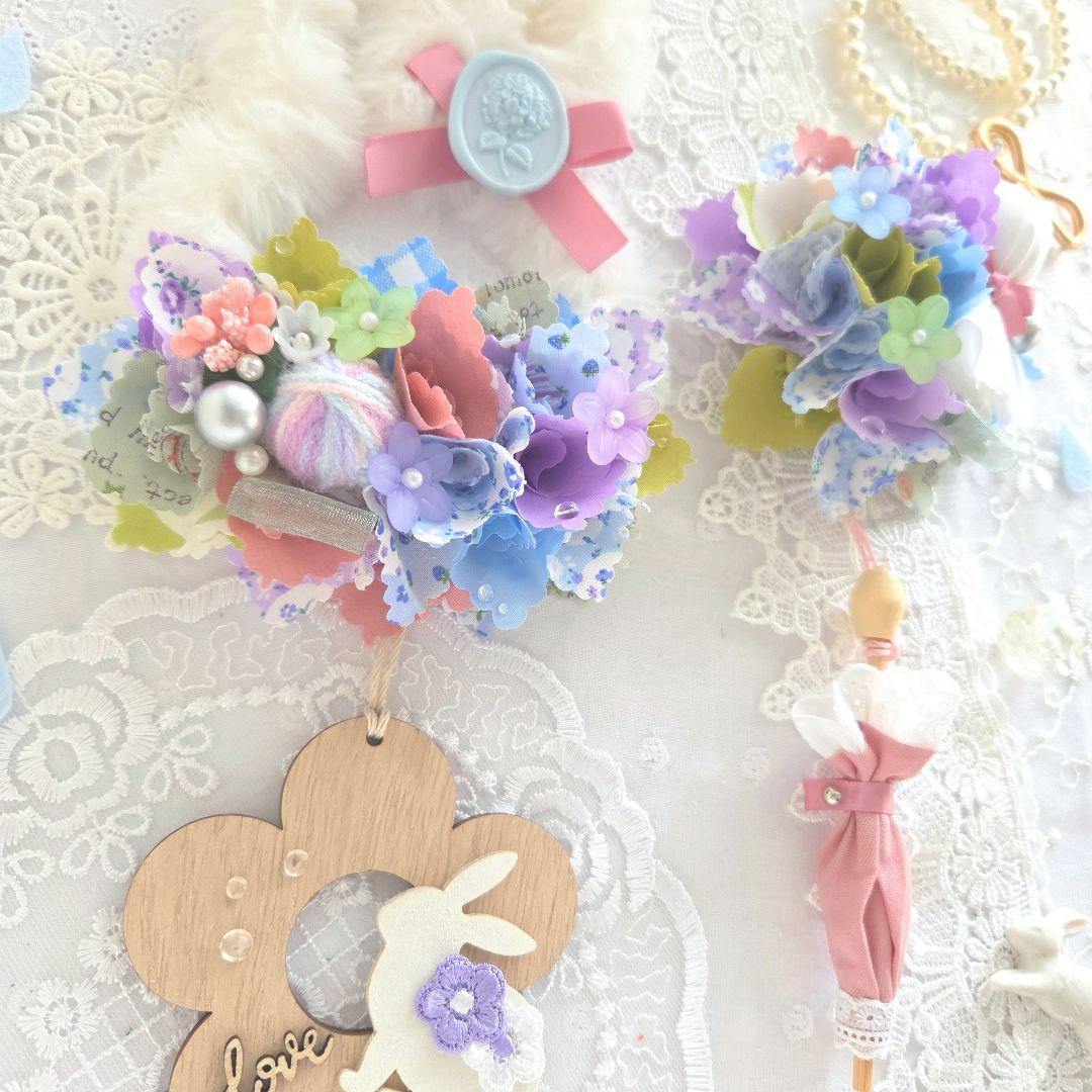 専用　布リース*ミニうさみみガーランド　紫陽花小路*