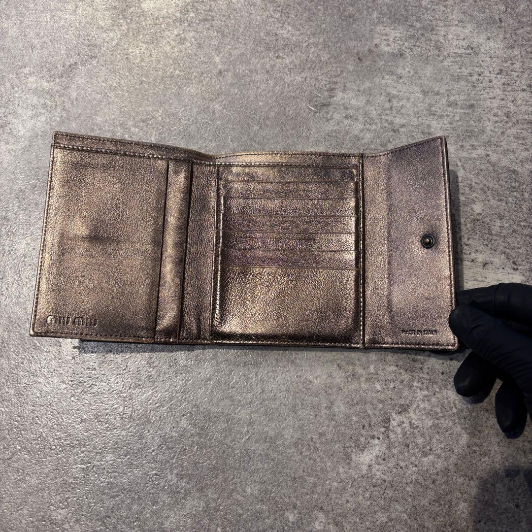 小物 MIU MIU Archive Clasp Wallet y2k Gold