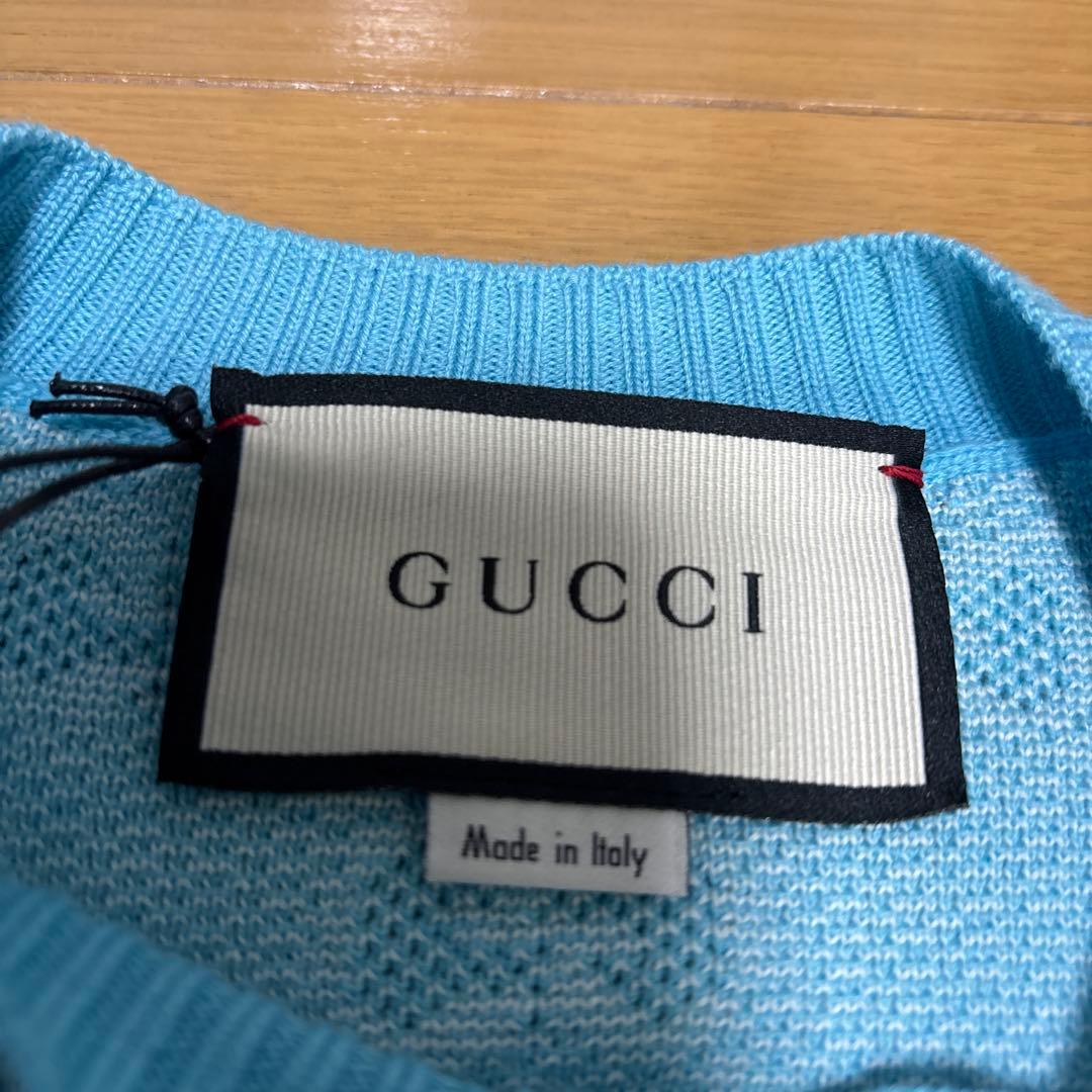 GUCCI グッチ　GG柄　水色 ジャガードカーディガン