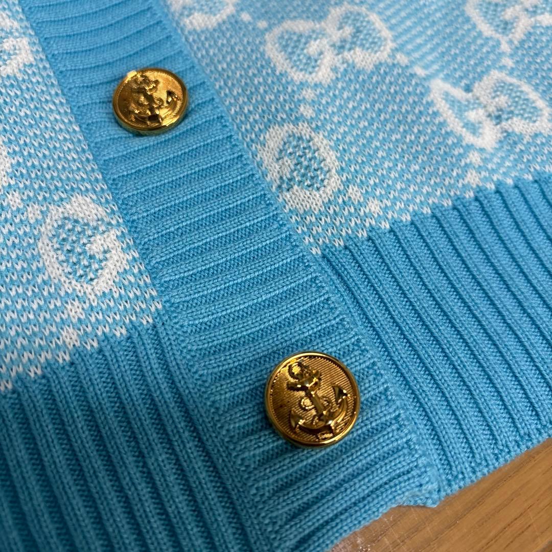 GUCCI グッチ　GG柄　水色 ジャガードカーディガン