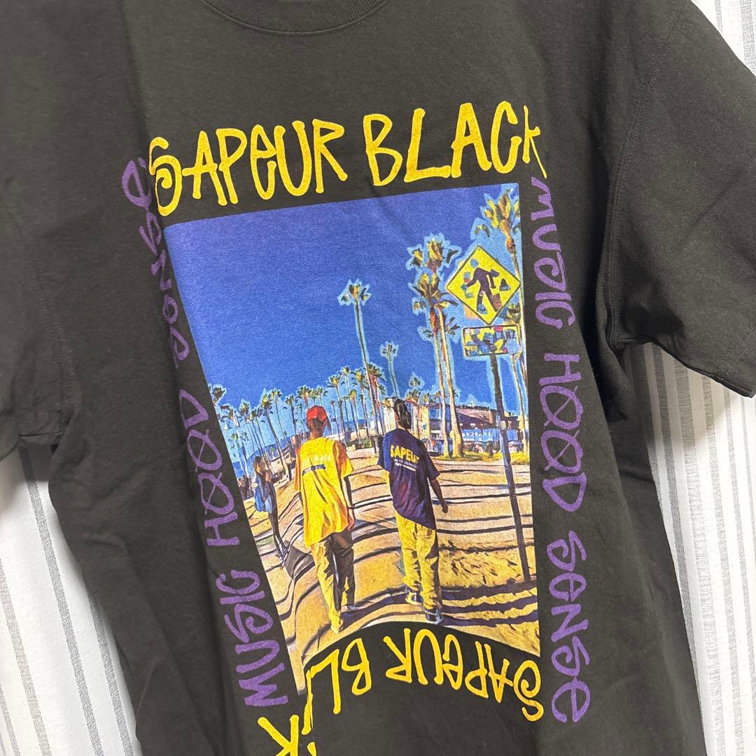 希少！SAPEur black×black コラボTシャツ XXL 黒 サプール