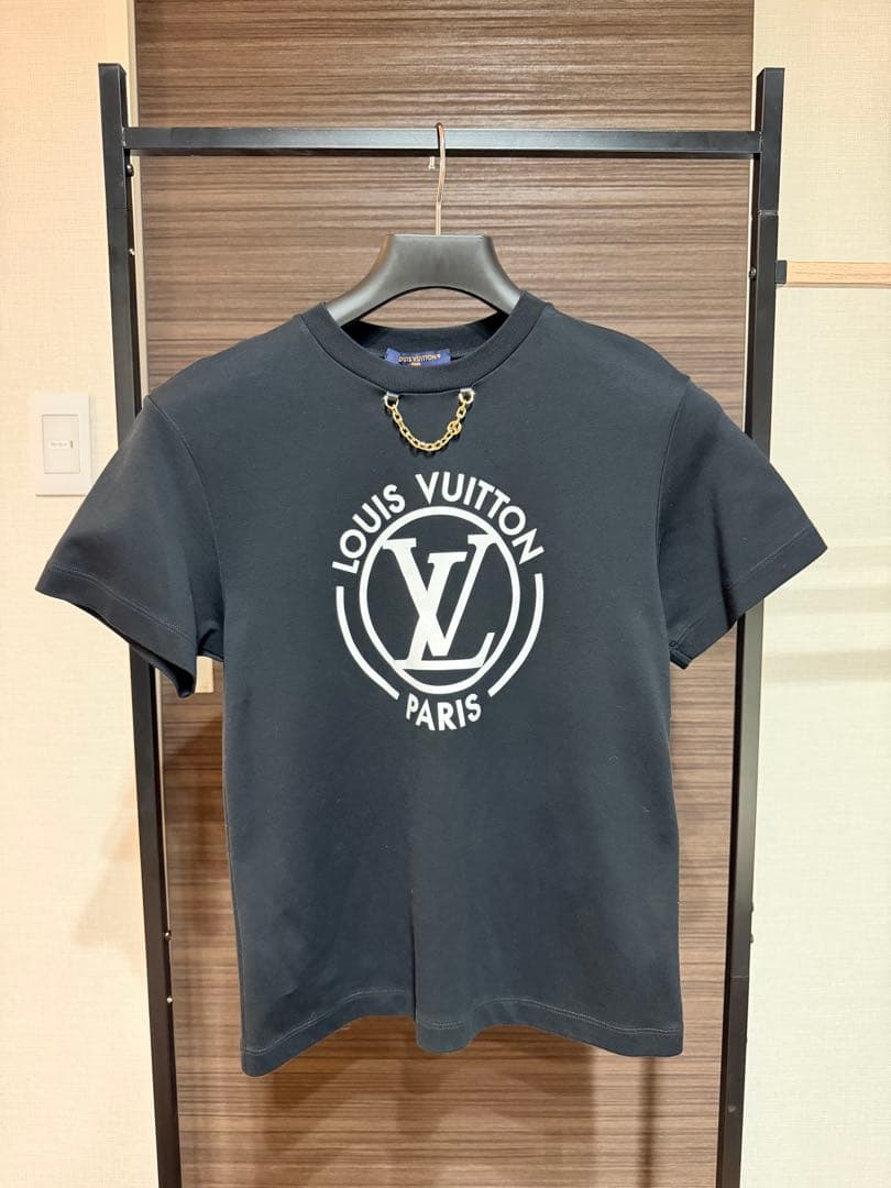 【最終処分・中古美品】ルイヴィトン フロックド LV Tシャツ ブラック XS