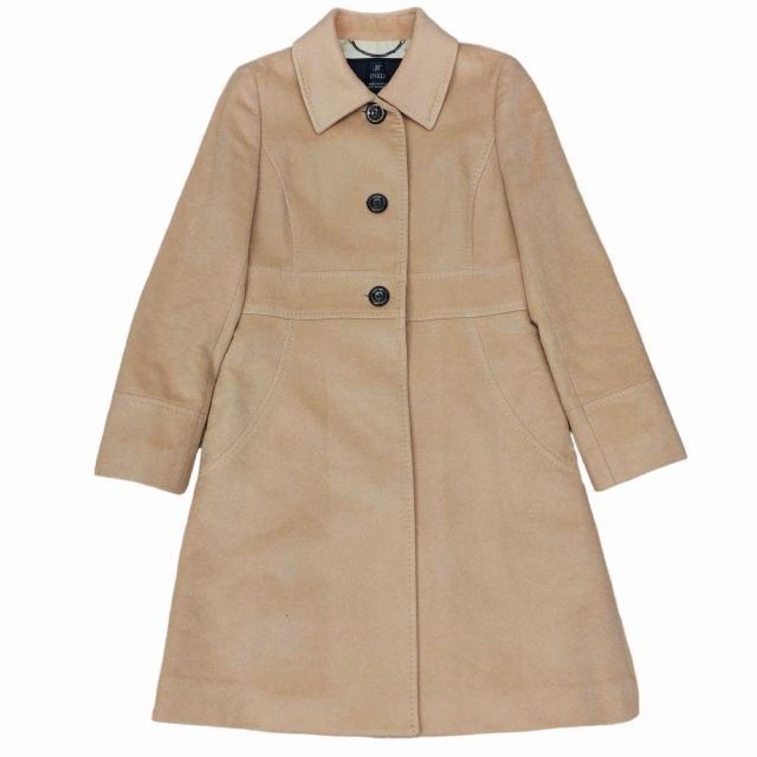 【美品】INED　カシミヤ100％　ロング　チェスターコート　裏レース　ベージュ