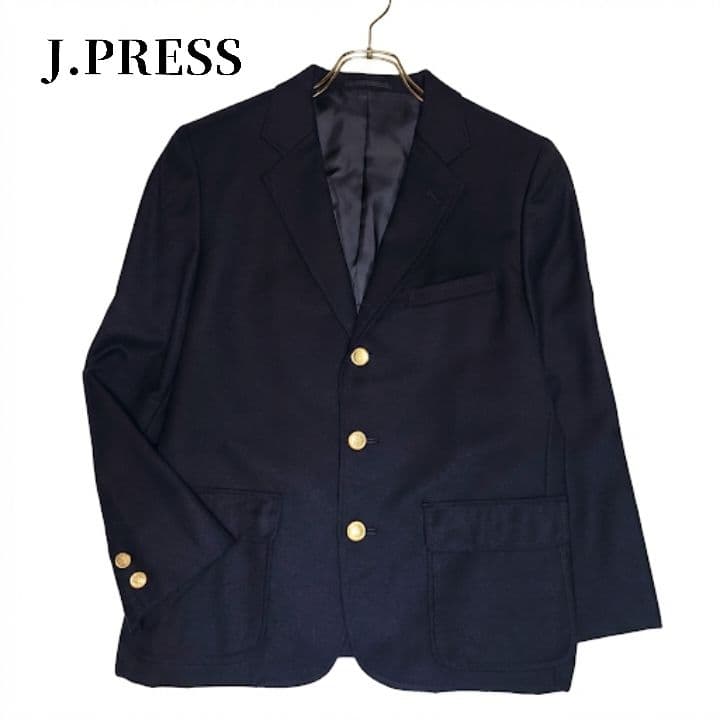 ジェイプレス j.press テーラードジャケット 金ボタン ネイビー 13号