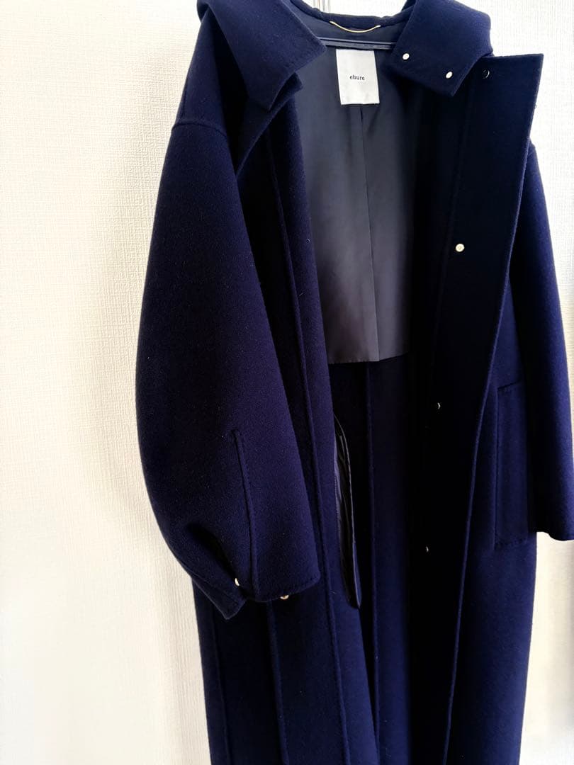 ebure フーデットコート　36 ネイビー