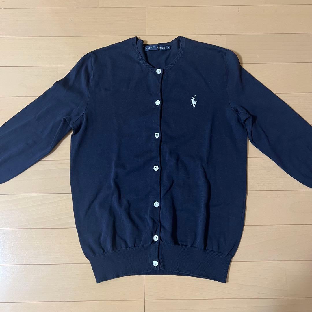 ✨️定番✨️ POLO ラルフローレン シンプル コットン カーディガン ネイビー