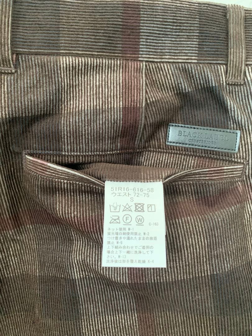 ✨新品未使用✨ ブラックレーベルクレストブリッジ コーデュロイチェックパンツ S