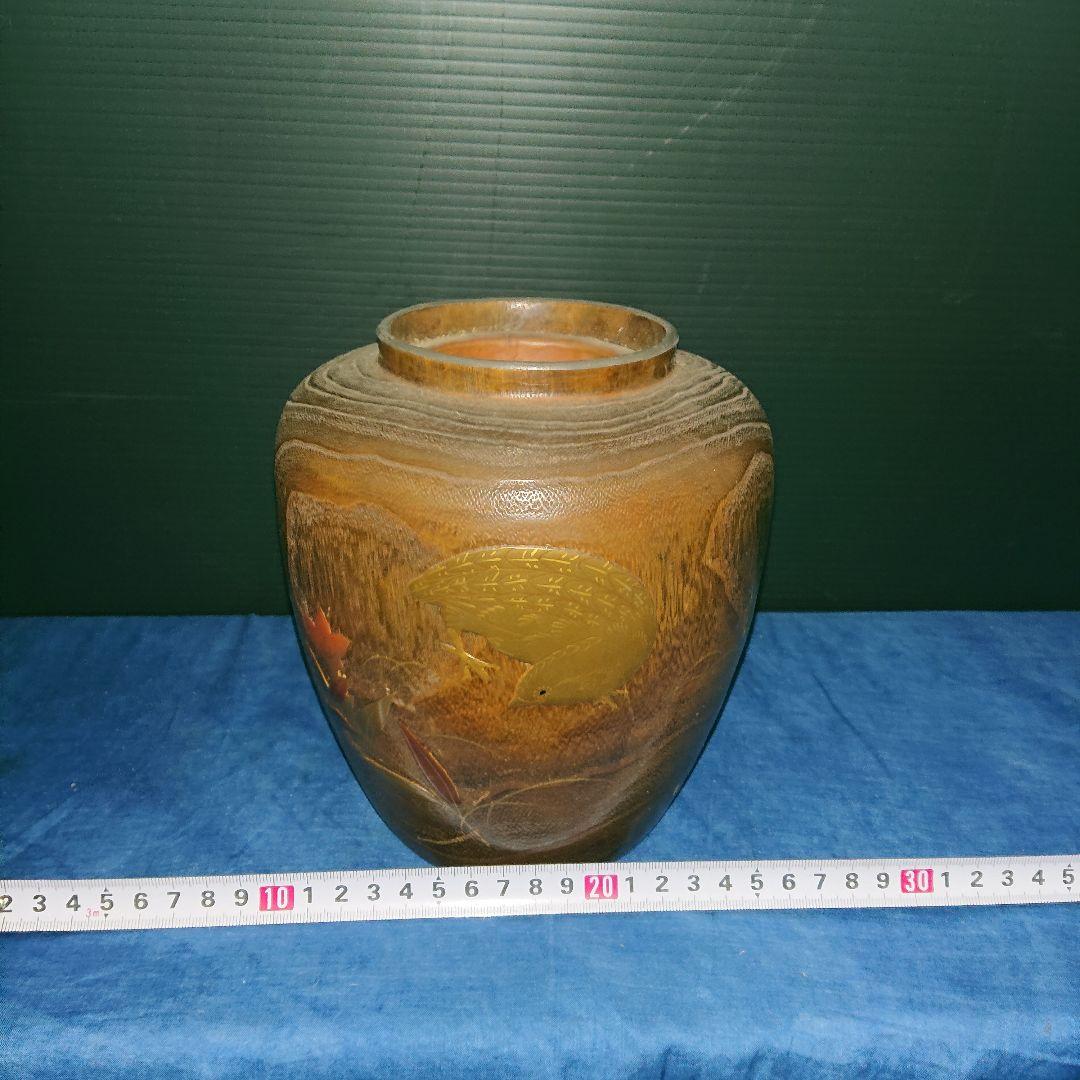 昭和木製レトロ花瓶金彩