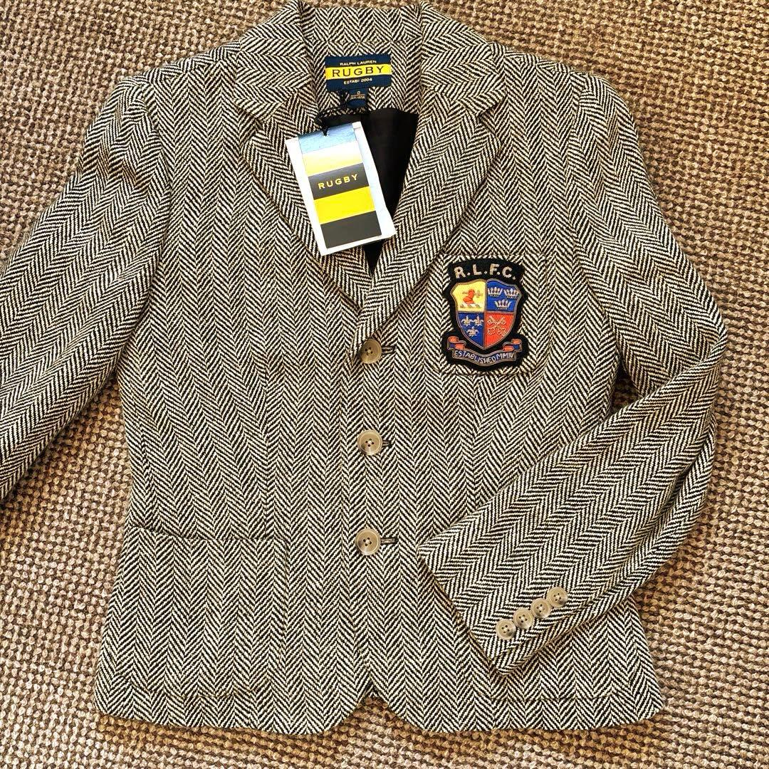 新品タグ付「ラルフローレンRUGBY」ヘリンボーンテーラードジャケット:O(S)